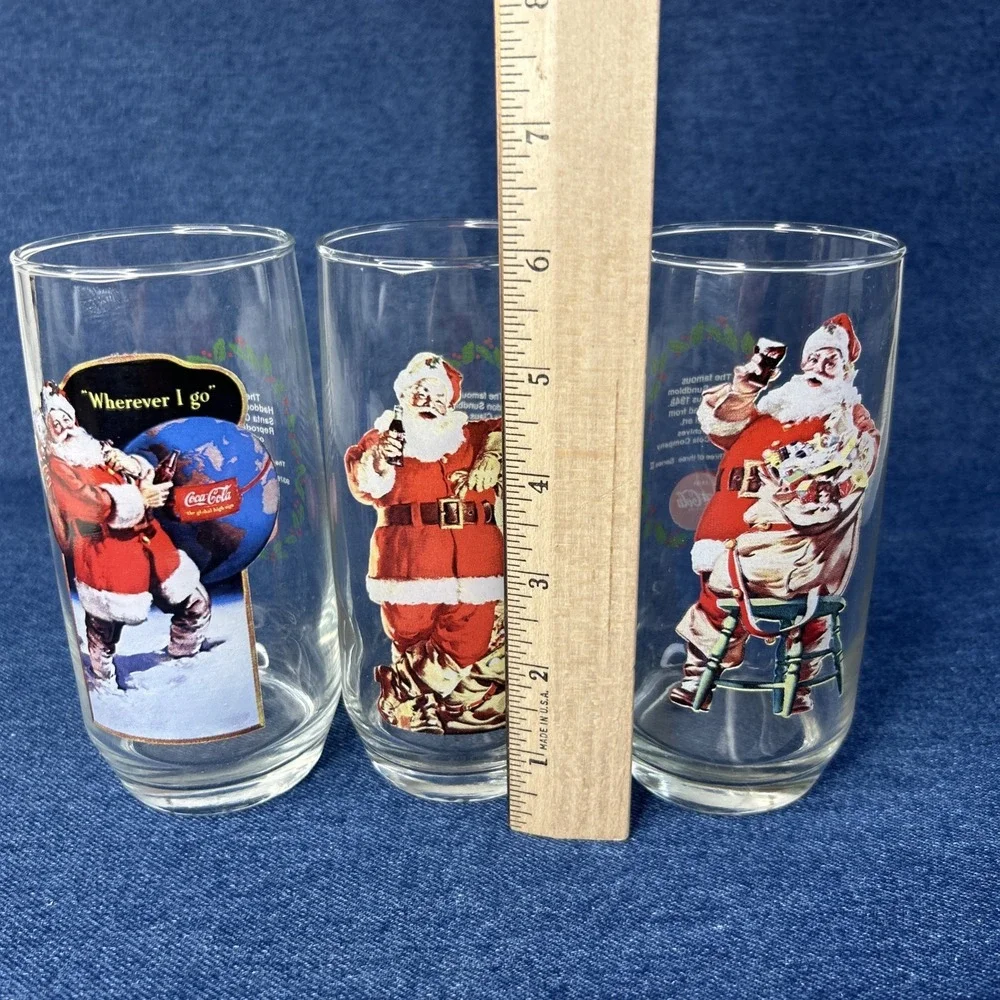 VTG Coca-Cola Haddon Sundblom Santa Claus Glasses Full Set Series II 93761